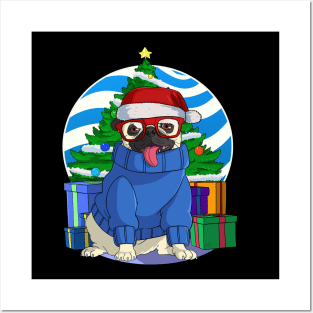 Pug Dog Christmas Sweater Tree Decoration Posters and Art